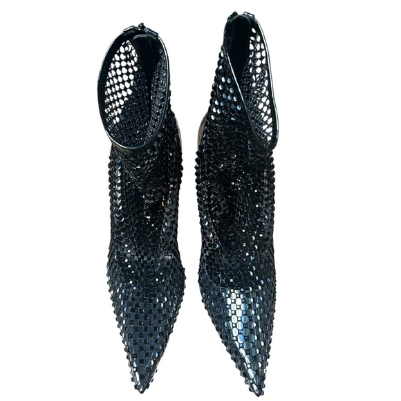 CHRISTIAN LOUBOUTIN Kate Max Crystal-Embellished Patent-Leather Mesh Ankle Boots - Picture 5 of 16